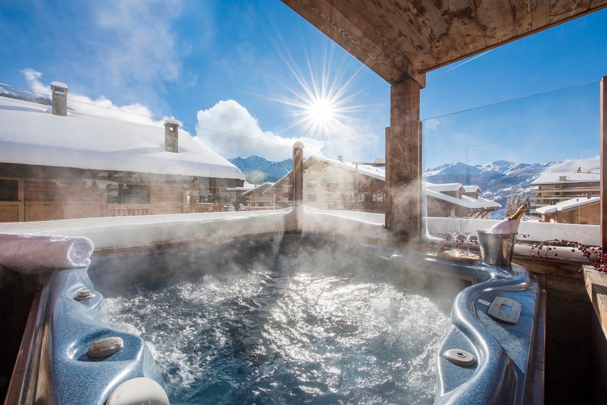 verbier mountain views from a hot tub verbier mountain views from a hot tub