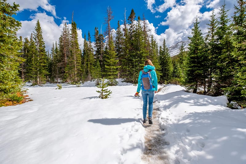 hiking in the snow